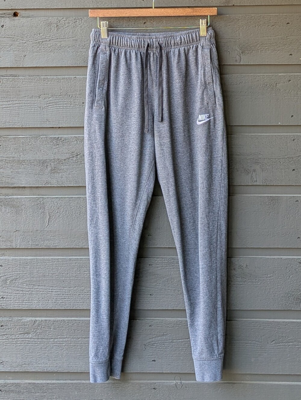 Nike Sportswear Club Men's Jersey Joggers Size Small Gray White Swoosh